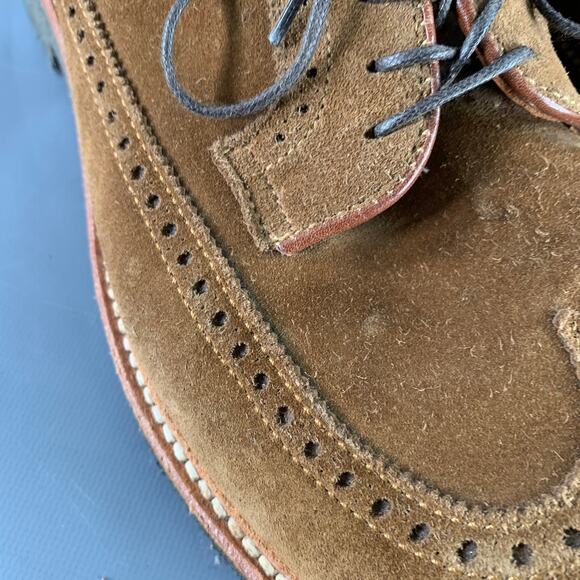 ALDEN Size 12.5 Brown Perforated Suede Wingtip Lace-Up Shoes - Picture 9 of 10